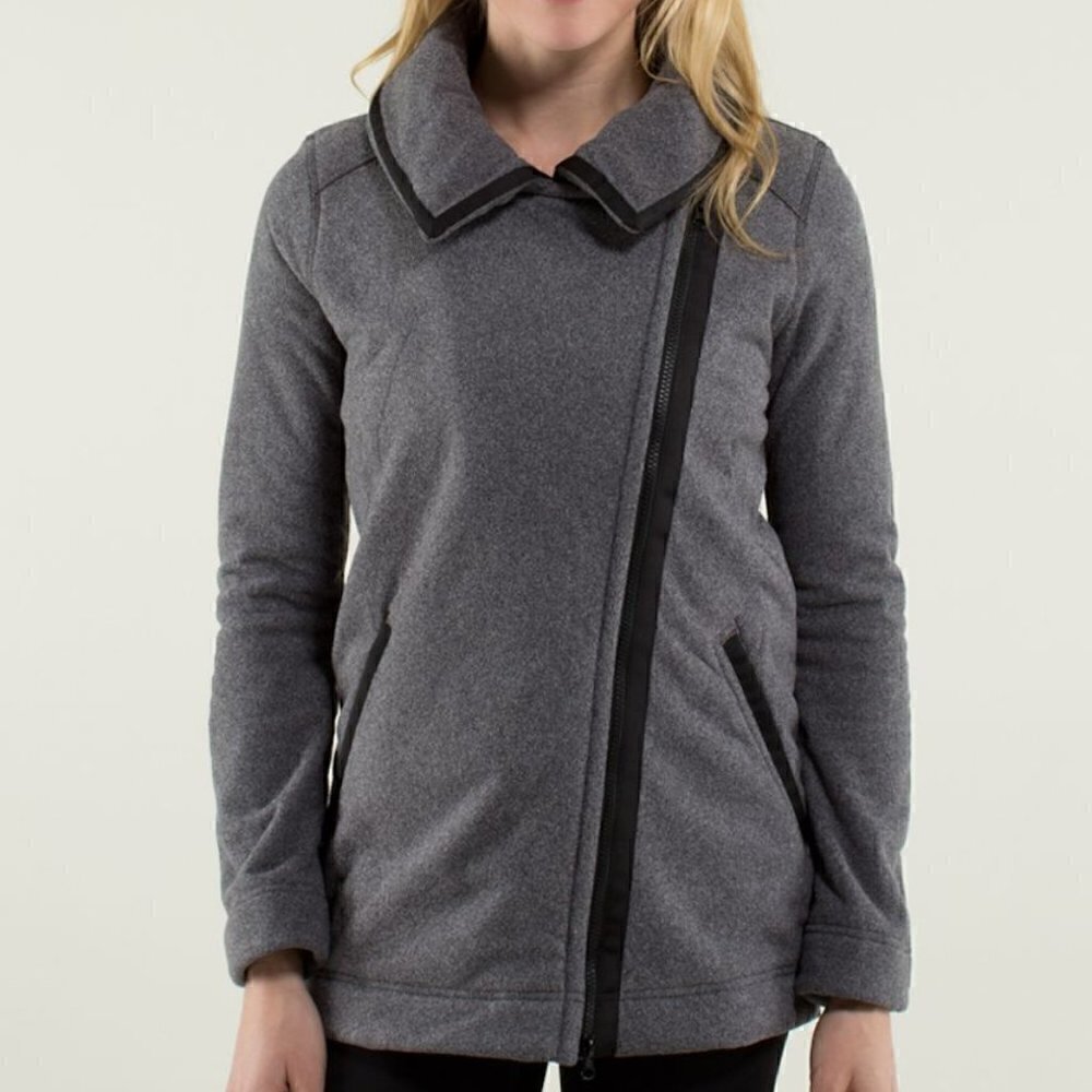 Lululemon Grey Fleece Moto Jacket Size 4